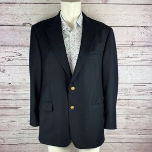 Brooks Brothers Signature Logo Wool Blazer Separate Navy Gold Button 42R
